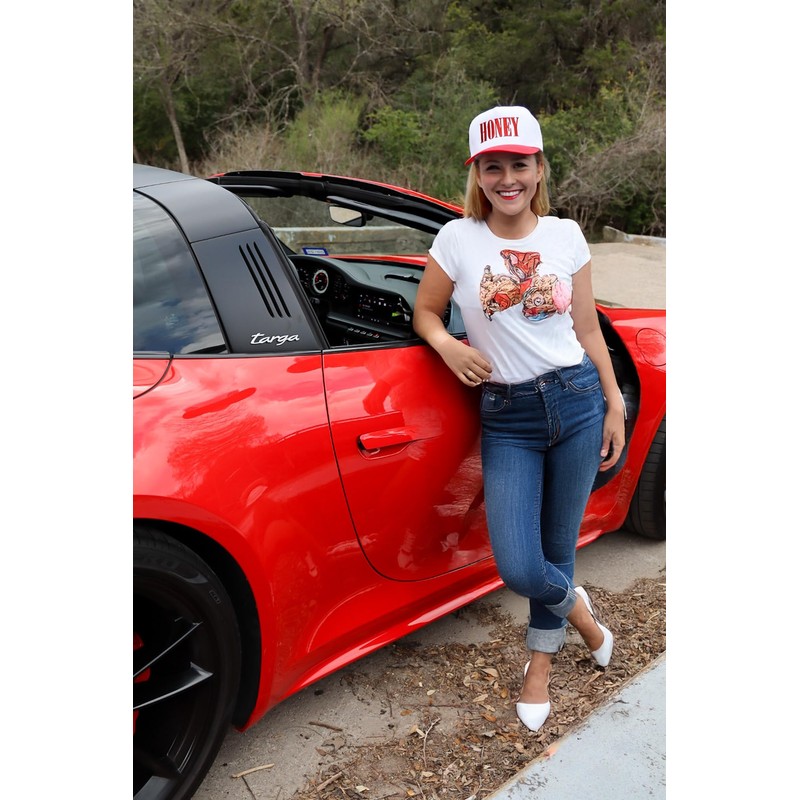 Two Tone Vintage Snapback Hat - Honey - White/Red