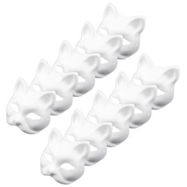 Cat Masks Therian Masks made of White Paper with Erastic Rubber Band for DIY Painting (10)