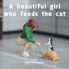 Cat Feeding Girl 3-Piece Set,1:64 Scale,Cat,Cute,Friendly - Miniature Person, Miniature