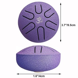 Yahpetes Steel Drums 3 Inch 6 Note Steel Tongue Drum Worry-free Drum Musical Instruments Hand Drums with Handpan Drum with 1 Pair Mallets and Storage Drum Bag Note Sticks (Purple, 3"6 tone)