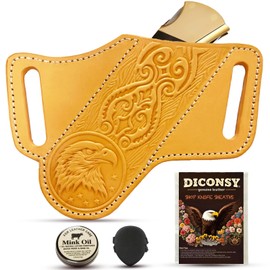 Knife Sheath Leather,Genuine Craft, Knife Sheath for Belt with Secure Snap for Hiking .-Chestnut