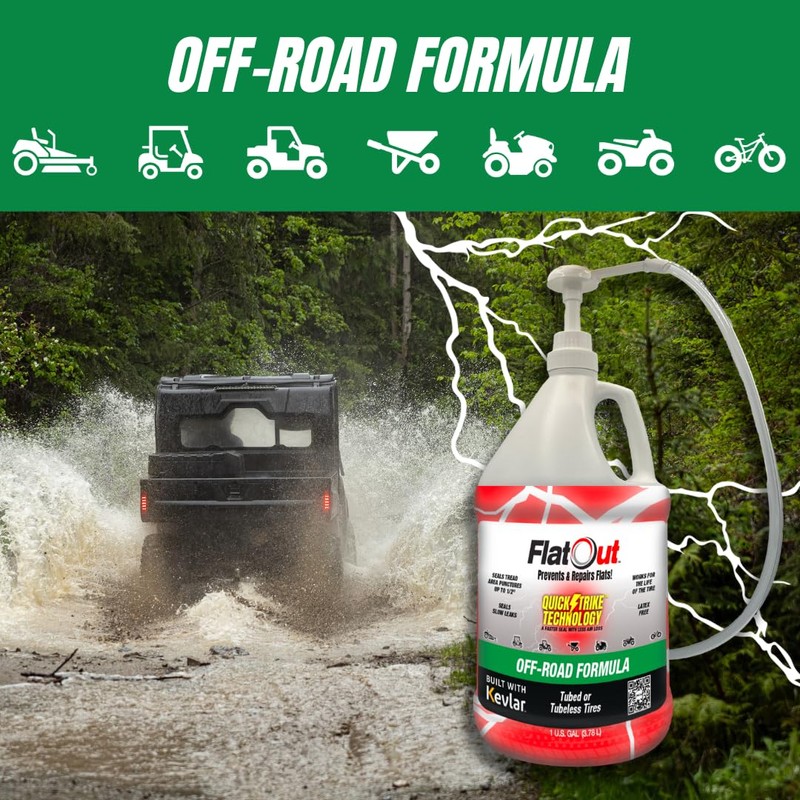 FlatOut QuickStrike Tire Sealant - Off-Road Formula - Prevents Flat