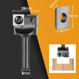 SpeTool Face Cutter 8 mm Shank 26 mm Cutting Diameter Planer Cutter with Reversible Plates Face Milling Cutter for Router 2 Flutes CNC Cutter Surface Milling Cutter for Wood Flattening Cutter Surface