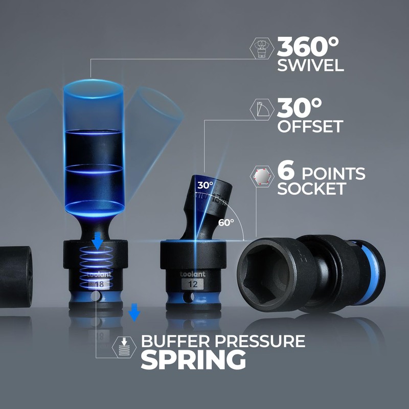 toolant 3/8'' Drive Standard Universal Impact Socket Set 16mm