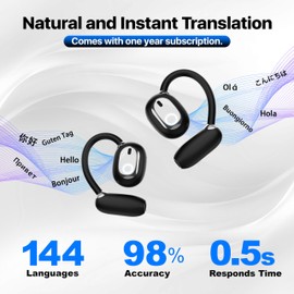 AI Language Translator Earbuds, OWS Real-Time 3-in-1 Translation Earbuds 144 Languages & Accents, Audifonos Traductores Inglés Español, Translation Device for Travel Business