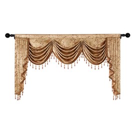 ELKCA European Valance Curtains for Living Room Luxury Coffee Curtains for Bedroom Window Curtains for Kitchen, Rod Pocket (W79, 1 Piece)