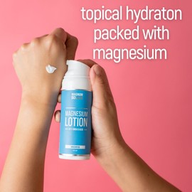 Magnesium Lotion – Super Concentrated – Made with Aloe and Shea – For Leg Cramps, Sore Muscles & Joints, Rejuvenation – Safe for Kids, Made in the USA (Sandalwood)