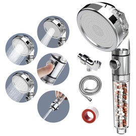 SINGSUO Zen Shower Head, 3 Setting High Pressure Shower Envy Shower Head with Beads, Water Saving Zenbody Showerhead for Dry Hair & Skin SPA (Transparent)