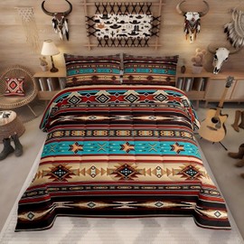 Aztec Quilt Ethnic Tribal Arrow Comforter Set,Retro Southwest Native Bohemian Bedding Set Full,Western Star Geometry Sriped Duvet Insert African Tribe Exotic Nordic Style Boho Decor,Warm Taupe