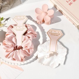 9 pack Satin Bridesmaid Scrunchies Bridesmaid Proposal Gifts Bachelorette Party Favor Elastics Hair Ties Scrunchies Satin Gift for Bridal Wedding Parties(Pink&White)