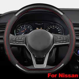 XUKEY 15" Steering Wheel Cover D Shape Carbon Fiber For Nissan Rogue Altima Sentra