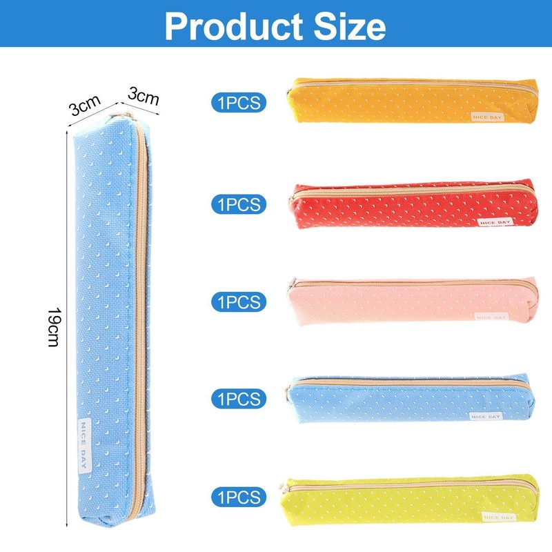 5 Pieces Mini Pencil Case, Candy Color Pencil Case, Polka