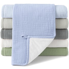 Bearmoss Molleton Cloths Baby 100% Cotton Soft Burp Cloths Baby, Absorbent Muslin Cloths, Pack of 6, 50 x 25 cm for Boys Girls (Summer)