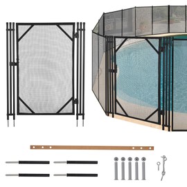 Pool Fence Gate 4Ft x 2.5Ft - Heavy Duty Steel & Aluminum Frame with 340GSM Teslin Mesh | Safety Gate Kit for Inground/Above Ground Pools, Childproof Latch, DIY Install