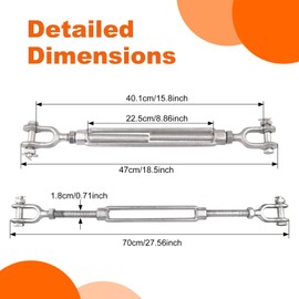 LordHardware 5/8 x 9 Inch Turnbuckle Forged Galvanized Steel Jaw and Jaw Turnbuckles for Cable Rail Rigging Rope Chain,3,500 lbs Working Load Limit, 2PCS (5/8" X 9")