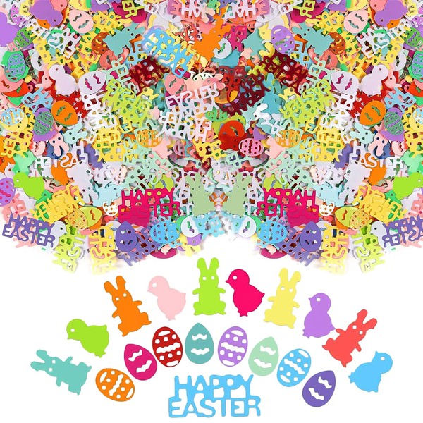 XNHIU 1000pcs Sparkle Easter Confetti Cute Rabbits Eggs Table Decoration