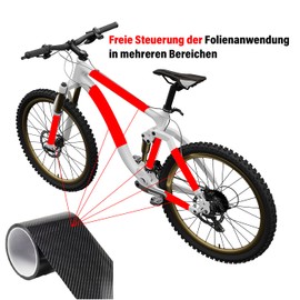 CNCLOL Bicycle Frame Protection Film, Bicycle Paint Protection Film, 3 m (0.5 mm x 4 x 118) Carbon Fibre Pattern, Bicycle Frame Protective Film for Mountain Bike/Road Bike/Gravel/Trail/Freeride/ebike