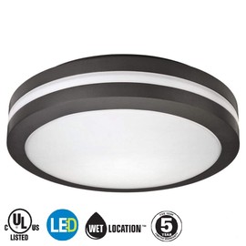 Lithonia Lighting Cast OLCFM 15 DDB Ceiling Flush Mount Outdoor LED Decorative Light Fixture for Porch, Patio, Garage, Sidewalk, and Walkway Black Bronze, Pack of 1