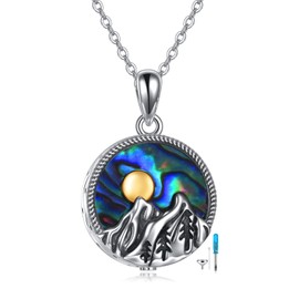 YFN Mountain Urn Necklace for Ashes Sterling Silver Mountain Range Cremation Jewelry Nature Jewelry Gift for Skiers, Hikers, Campers, Climbers,Nature Lovers and Ocean Lovers. (mountain urn necklace)