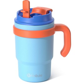 Fimibuke Kids Insulated Tumbler with Handle & Straw - 16oz Leak Proof Toddler Tumbler with Sip/Swig 2-in-1 Lid, BPA FREE 18/8 Stainless Steel Kids Water Bottle Drinking Cups Travel Mugs for Boys Girls
