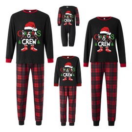 Qianderer Matching Christmas Pajamas Set for Family, Christmas Tree Print Raglan Long Sleeve Tops and Pants Loungewear Sleepwear Sleepwear (Women,XXXL, Ba Black Red 1), Ba Black Red 1, 3XL, Ba Black