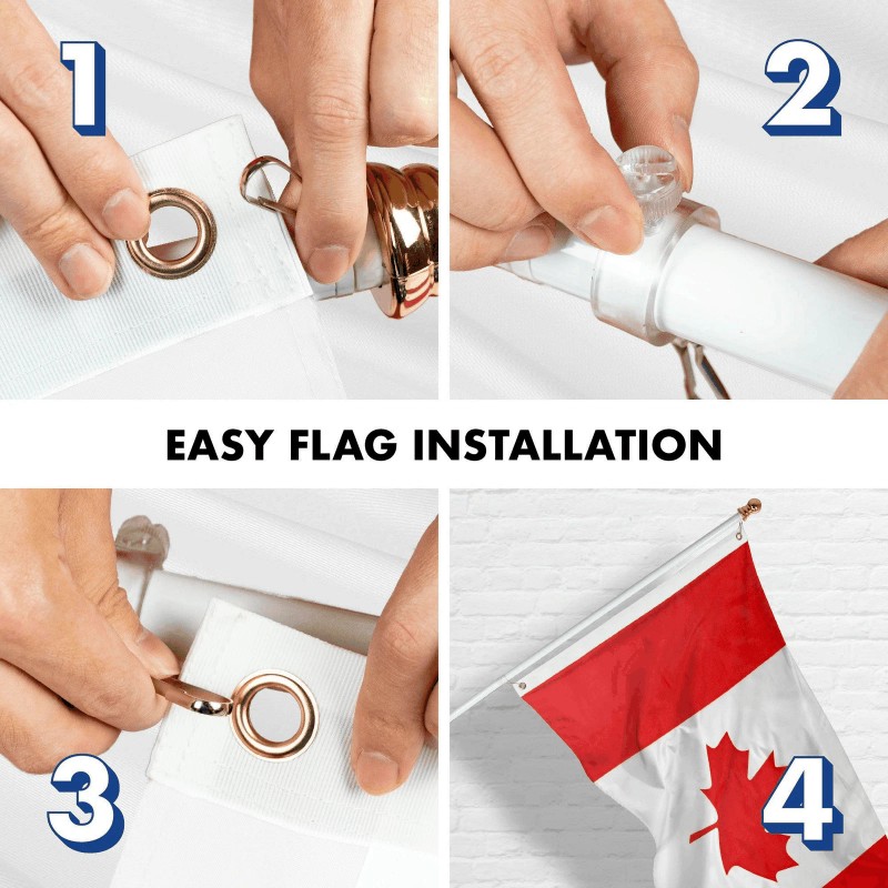G128 6 Feet Tangle Free Spinning Flagpole (White) Canada Brass
