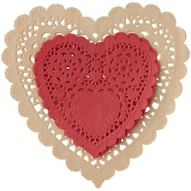 Wilton 12 Count Red Craft Hearts Assorted Doily, 6"/4", Multicolor