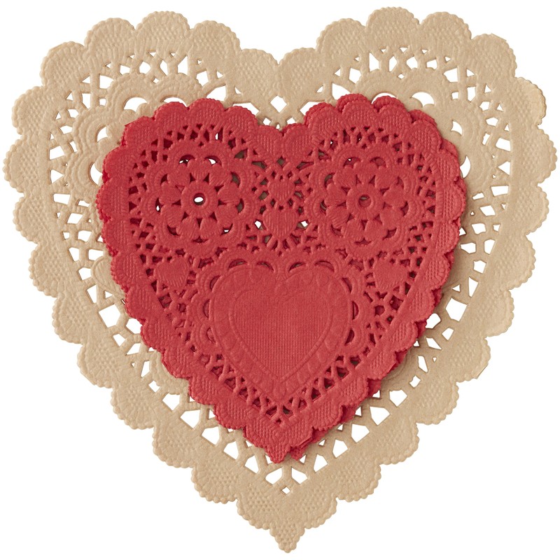 Wilton 12 Count Red Craft Hearts Assorted Doily, 6"/4", Multicolor