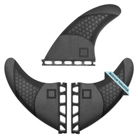 Surf Squared Medium Thruster Fins Set (3 Fins) - Honeycomb with Carbon Fiber Performance Surfboard Fins - Compatible with Futures Single Tab Surfboards - Ride as Twin or Thruster