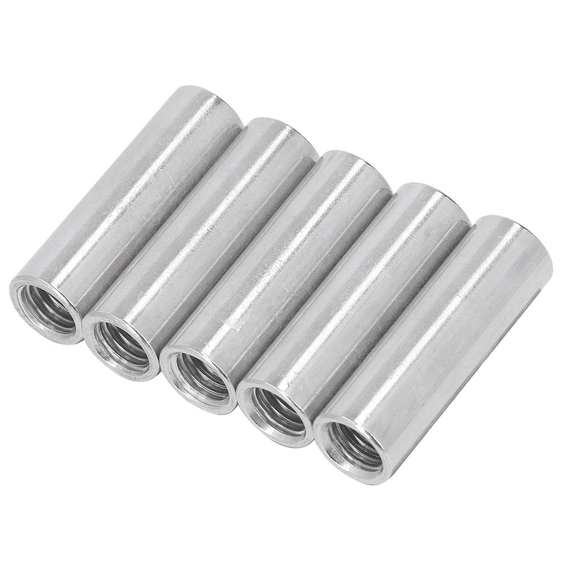 5PCS M12 Cylindrical Coupling Nuts 304 Stainless Steel Female Thread