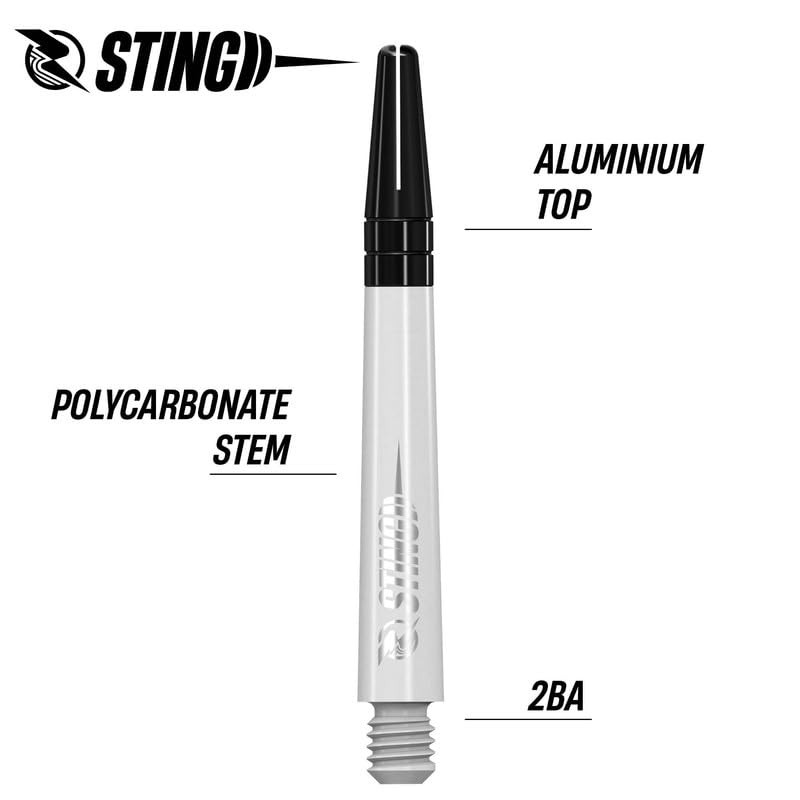 RUTHLESS Sting | Polycarbonate Dart Shafts Solid White with Black