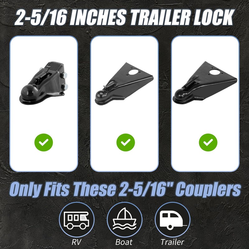 ZHDD Trailer Hitch Lock for 2-5/16 Inch Coupler with Safety