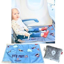 Airplane Seat Extender for Kids LP: Enhance Your Child's in-Flight Comfort. Travel Toddler Bed, Airplane Leg Rest, Airplane Foot Hammock and Seat Extender, All in One (Little Pilot - Cool Grey)