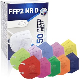 Rotoform Pack of 50 FFP2 Masks, 5-Layer Protection FFP2 Mask, Colourful, FFP2 Mask CE2233, FFP2 Mask, Colourful Adult EN 149:2001+A1:2009, Masks BFE ≥ 94%, FFP2 Half Mask Filter