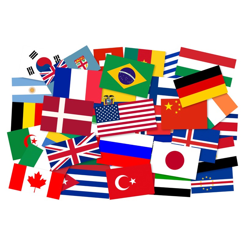 Set of 20 Countries: Hand Held Flag, 5.5 x 8.3