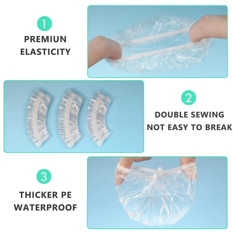 SIRLOMU 100 Pcs Waterproof Plastic Earmuffs for Hair Dyeing Shower