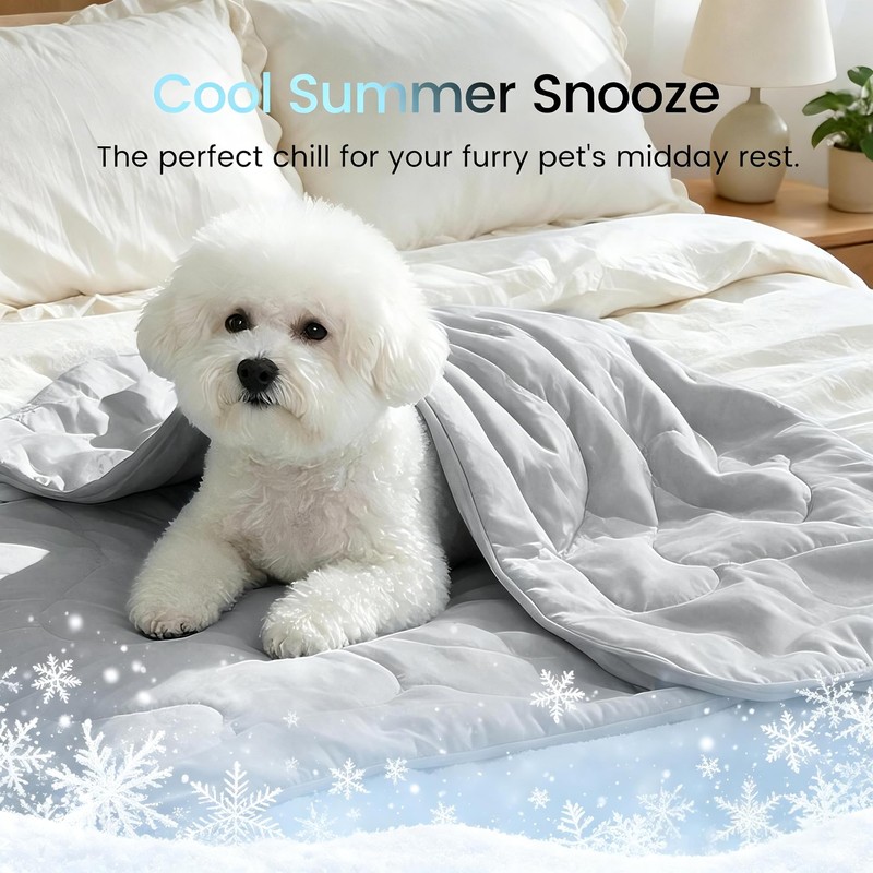 Premium Cooling Blanket for Medium Dogs, Cool-to-Touch Washable Mat for