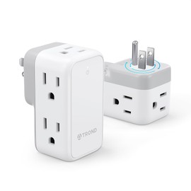 TROND Wall Outlet Extender 2 Pack - Multi Plug Splitter with Rotating Plug, 6 AC Power Adapter, Cruise Essentials, Small Outlet Extension for Travel Office Home Dorm Room