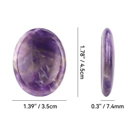 2PCS Thumb Worry Stone Natural Chakra Crystals Healing Stones Energy Stone for Anxiety, Stress, Calm Stripe Meditation (Amethyst)