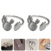 LALAFINA Ring Set 2pcs Rabbit Ring Opal Finger Rings Stackable