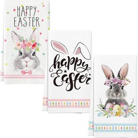 Easter Kitchen Towels, 3 Pack Easter Dish Towels Hand Towels Housewarming Gifts for New Home, Farmhouse Party Decor for Kitchen, Bedroom, Bathroom