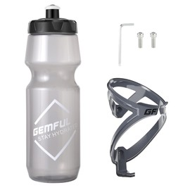 GEMFUL Bicycle Bottle Holder with Water Bottle BPA-Free 750 ml Black