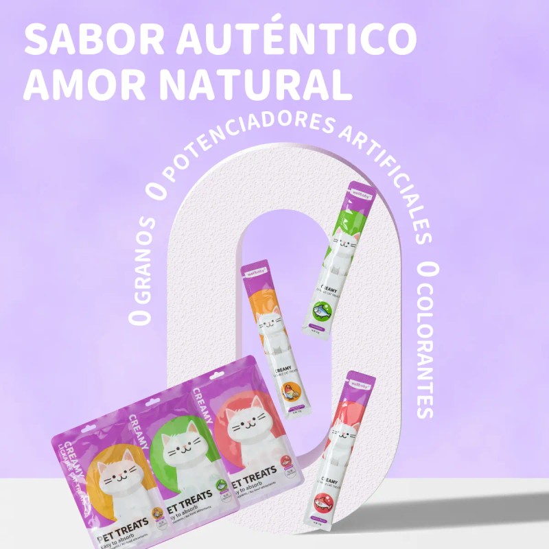 Premio Para Gatos Snack Lamible Yummy 3 Sabores 15 Tub