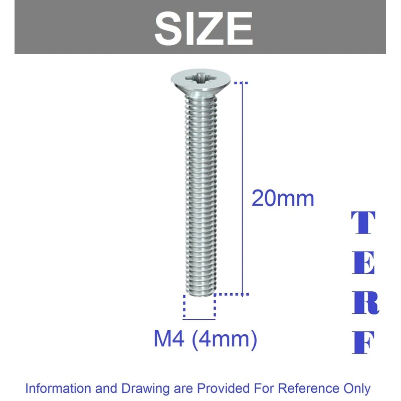 TERF® M4 X 20mm Pozi Countersunk Machine Screw M4 (4mm)