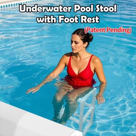 WJCJTJL Underwater Pool Stool with Foot Rest, Pool Stools for Under Water, Poolside Chairs for Edge of Pool, in Pool Chair Poolside Seat, Relaxation Station Swimming Pool Stools, 25 Inch (25 Inch)