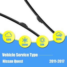 Windshield Wipers for 2011-2017 Quest Automotive Replacement Front Rear Windshield Wiper Blades Set for My Car all- Season - 26inch+19inch+12" (Pack of 3)