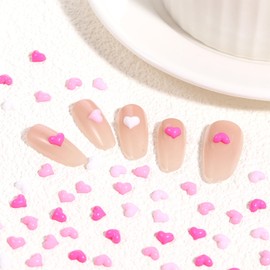 200 Pcs 3D Heart Nail Charms Acrylic Art Nail Charms Pink White Love Accessories Mixed Size Art Decoration for Women Girls Manicure DIY Crafts Decorations Valentine’s Day