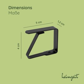 heimzeit Tablecloth Clips Made of High-Quality Stainless Steel [Pack of 10, 4 cm] Colour: Black, Tablecloth Holder for Outdoor and Indoor Use, Table Cloth Clips for Tables with Max. Plate Thickness of
