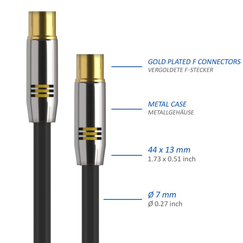 deleyCon TV Cable Straight/Straight - Gold Plated