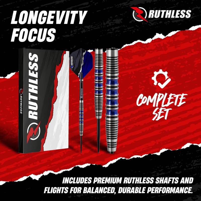 RUTHLESS Blue Falcon Professional Tungsten Steeltip Darts Set in 23g